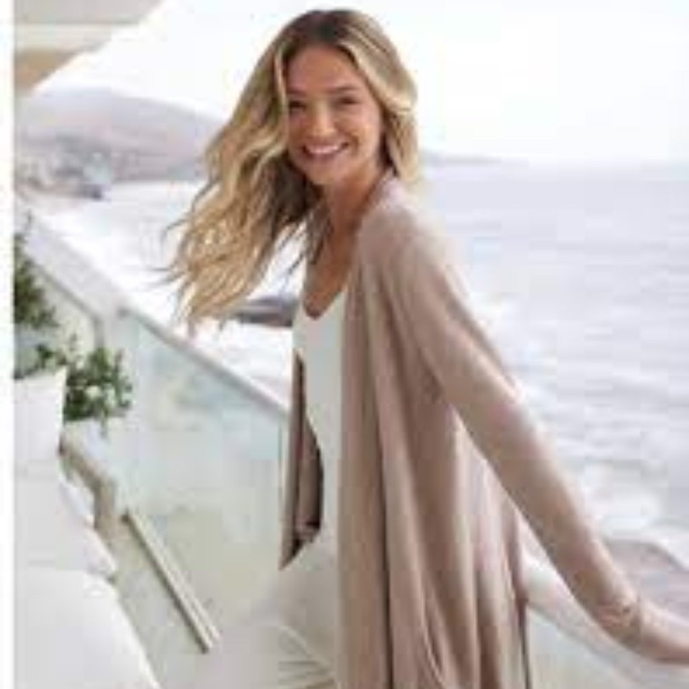 Barefoot Dreams CozyChic Lite Island Cardigan Wrap, Size S/M, Taupe